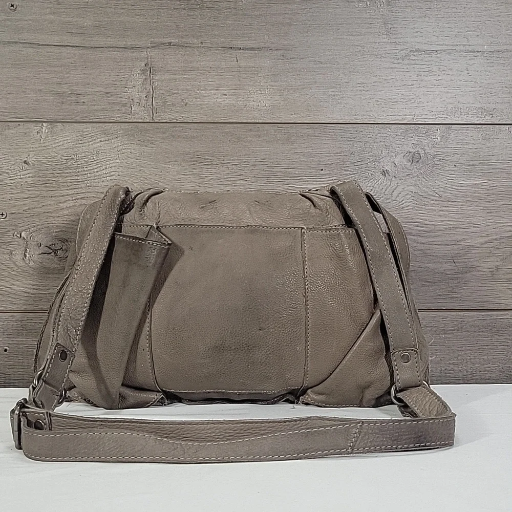 Cut & Paste for Anthropologie Studded Gray Leather Shoulder Bag